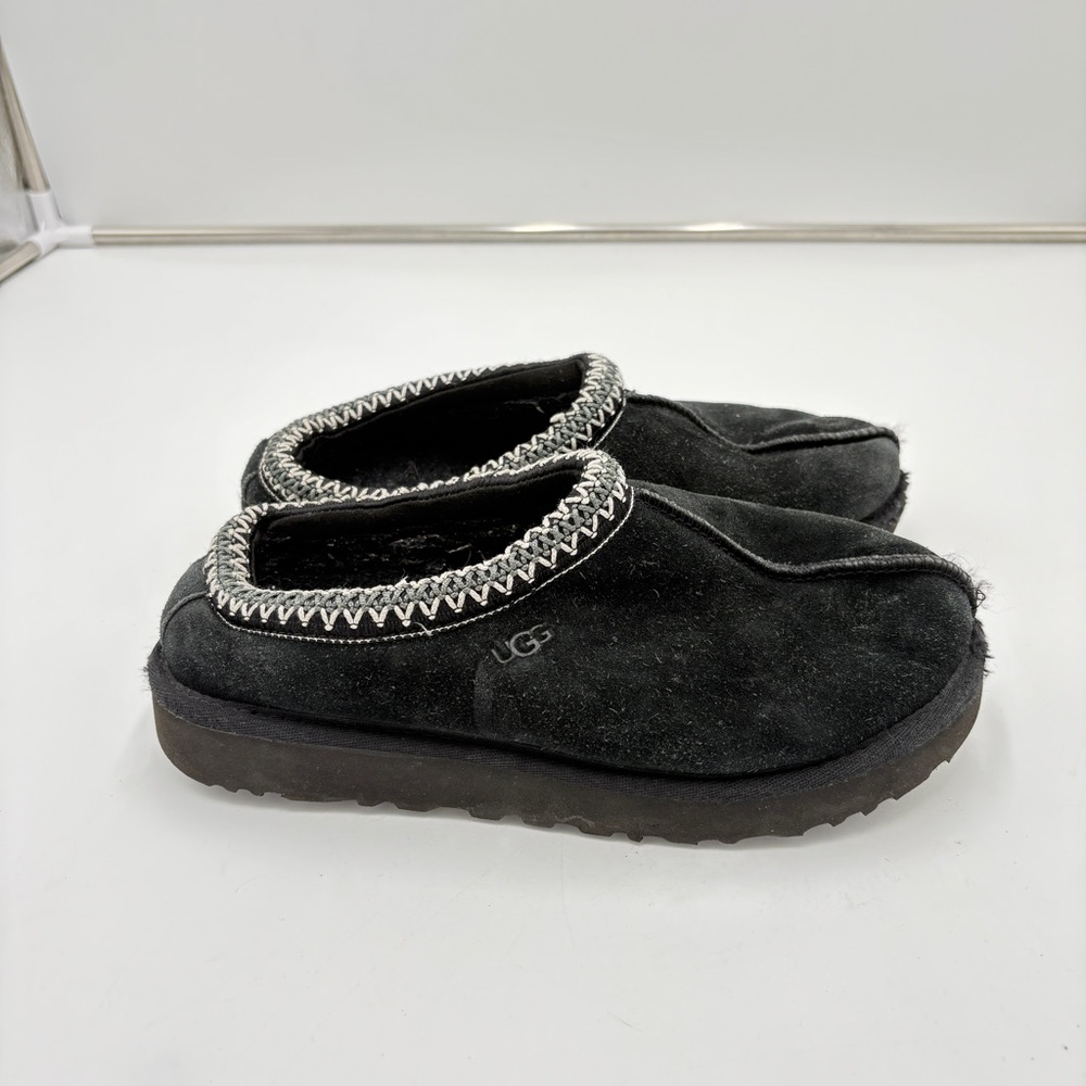 UGG Australia Tasman Slipper Black Shoe Clog Leather Suede Sheepskin Womens Sz 7